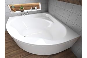 POLIMAT BADLAND Eckbadewanne Wanne Badewanne Standard 150x150 mit Acrylschürze, Füßen und Ablaufgarnitur