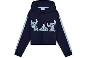 Disney Stitch Felpa Bambina Felpa Corta Ragazza 7-14 Anni Felpe con Cappuccio Cotone Misto Gadget Regalo Ragazze Bambine