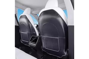 Ywooon Skórzany ochraniacz na oparcie siedzenia do Tesla Model Y/3/S/X, pokrowiec na tylne siedzenie samochodu, pokrowiec na tylne siedzenie z dodatkową kieszenią organizera, węglowy