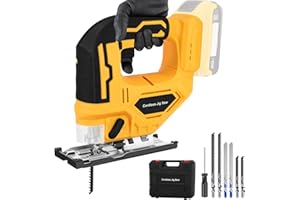 YEARTOP Jigsaw for De-Walt 18V/20V Max Battery, Cordless Jig Saw Tool Brushless Motor, Up to 2900 RPM, 45 Degree Beveled Cuts, LED Light for 4 Curve Cuttings, Plastic Box Include (Battery Not Include)