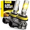 AUXITO H11/H8/H16 LED Fog Light Bulbs or DRL, 6000 Lumens 3000K Amber Yellow Light, 300% Brightness, CSP LED Chips Fog Lamps Replacement for Cars, Play and Plug (Pack of 2)