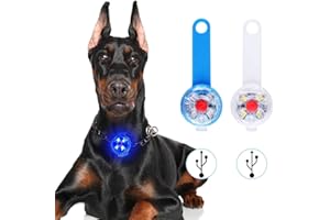 ESTVIIG 2 STK Sicherheit Haustier Lichter,USB Wiederaufladbar Sicherheits LED Blinklicht für Hunde, Katzen - 3 Blinkmodis wasserdichte Sicherheit Haustier leuchtanhänger Lichter