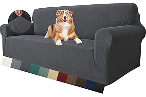MAXIJIN Super Stretch Couch Cover for 3 Seater Couch, 1-Piece Universal Sofa Covers Living Room Jacquard Spandex Furniture Protector Dogs Pet Friendly Fitted Couch Slipcover (3 Seater, Grey)