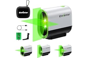 Niveau Laser Vert 50M, USB charge, ENVENTOR Autonivelant et Mode Pulsé Niveau Laser à deux Faisceaux, 360 Laser Rotatif, Ligne Laser Croix/Horizonta