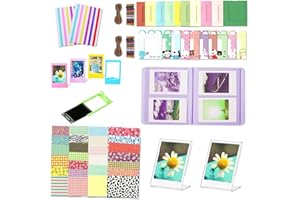Leebotree Paquete de Accesorios Compatible con Cámara Instax Mini 9 Incluye: Caso/Album/Lente para Autoretrato/Filtros/Marcos para Fotos/Marcos de Películas/Bordes/Pegatinas (Lilax Purple)
