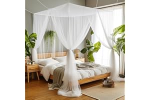 SZHTFX Mosquito Net for Double to King Size Bed - Anti-Insect Canopy for Indoor/Outdoor, Bedroom, Travel, Camping (White)