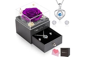 CSYY Rosa eterna, Navidad para Ella Collar Pendientes Rosas Preservadas a Mano Caja de Regalo para Faltar a Mamá Hermana Esposa Día de la Madre