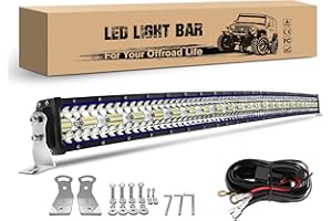CO LIGHT Curved LED Light Bar 52 inch 750W 80000LM Triple Rows Spot Flood Combo Light Off-Road Driving Lights with Wiring Harness High Brightness for Trucks SUV ATV UTV Marine