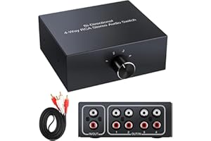 XMSJSIY 4-drożny dwukierunkowy przełącznik audio stereo L/R RCA, 1 wejście 4 wyjścia lub 4 w 1 wyjścia, rozdzielacz audio L/R kanał dźwiękowy, przełącznik audio do odtwarzacza DVD stereo głośnika CD