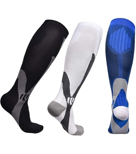 Chaussettes De Compression 4 Paires - Hommes Femmes Sport Course Voyage Infirmiers Grossesse