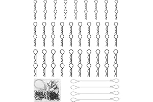 BOLOEST 64pcs RC Body clip, R - pin en acier inoxydable, goupille d'ouverture de corps, goupille de clip de voiture RC, goupille de boîtier RC à l'échelle 1/8 1/10 1/16 Boîtier de voiture à distance