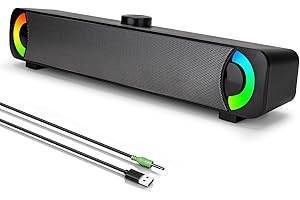 HPYLIF·H PC Speakers,3D Surround Stereo Computer Speakers for Desktop Monitor, RGB Sound Bar with 3.5mm AUX jack and USB Interface,Gaming Computer Speakers for Desktop, Laptop