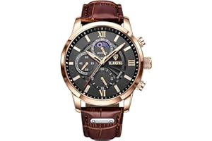 LIGE Orologi da Uomo Fashion Cronografo Impermeabile Analogico al Quarzo Business Dress Orologio con Cinturino in Pelle per Uomo