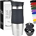 Milu Thermo Mug 370ml 450ml Insulated Mug Coffee Mug to go - 100% Leak Proof - Stainless Steel Drinking Mug - Car Mug Double Wall Insulation - Thermo Mug - Travel Mug - (Black, 370ml)