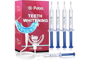 PDOO Teeth Whitening Kit with LED Light for Sensitive Teeth, Fast Results Helps Remove All Kinds of Stain