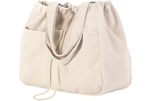 Gluckstar Sac a Main Femme Grand Sac Cabas Femme, Tote Bag, Sacs à Main Portés épaule, Sac de Cours, Sac à main en velours côtelé avec pochette détachable pour le Quotidien, Travail et Courses