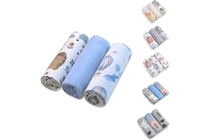 BABYSAFE Baby Safe - Juego de 3 muselina para recién nacido, 80 x 70 cm, toallas para niños, 100 % franela de algodón orgánico, certificado OEKO-TEX Mussole para recién nacido, algodón, ideales como babero,
