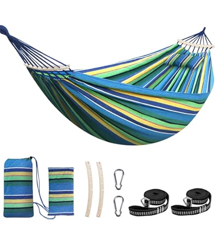 Amaca Doppia SONGMICS 210x150cm Con 2 Cuscini - Portabile Per Giardino E Campeggio - Foto 4