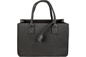 Schramm® Borsa in feltro in 7 colori, 40 x 27 x 27 cm, per la spesa, in feltro, colore: nero/nero