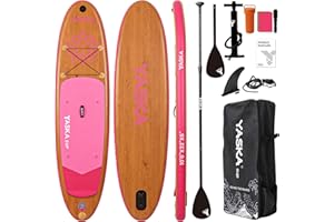 YASKA Nadmuchiwana deska SUP do paddleboardingu, 320 x 81 x 15 cm, nośność 180 kg, w zestawie plecak, wiosło, pompa, leash, wodoszczelny worek do spakowania (gule)