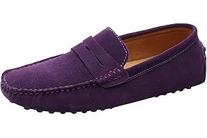 Jamron Uomo Pelle Scamosciata Penny Mocassini Comfort Scarpe da Guida Pantofole