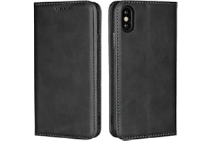 Copmob Schutzhülle für iPhone XS/X, Premium Flip Leder Brieftasche [3 Kartenschlitze] [Standfunktion ] [TPU Stoßfest], magnetische Schutzhülle für iPhone XS/X – Schwarz