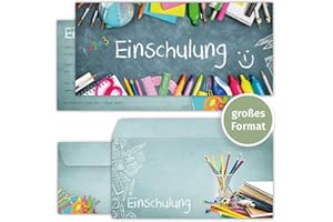 ‎BERILUDESIGN beriluDesign Einschulung Einladungskarten mit Umschlägen (12er Set) zum Schulanfang | Einladungen für Kinder zum Schulbeginn