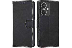 RankOne Funda Compatible con Redmi 13C 5G / Redmi 13R 5G (6.74" Inches), Funda de Piel Tipo Folio Flip Protectora con Ranura para Tarjeta Carcasa - Negro