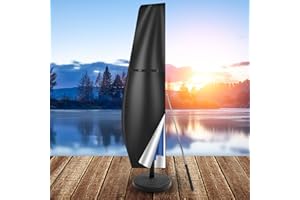 MI CASA Sonnenschirm Schutzhülle mit Stab, Wetterfest Schutzhülle für Ampelschirm 2 bis 4 M Große, UV Gartenschirm Abdeckung Sonnenschirm Schutzhülle Ampelschirm Abdeckhaube - 265x40x70/50cm,schwarz