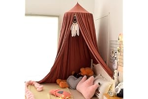 KOOMIAO Koomuao Ciels de Lit pour Enfant, Baldaquin Lit Tente Gamins Dôme Maison de Jeux Moustiquaire Pour Lit Décoration de Chambre, Hauteur 250cm (Rose)