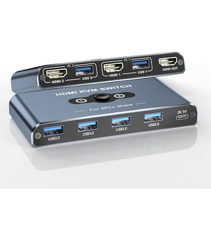 Commutateur USB Louttary 4 Entrées / 4 Sorties - Pour Partager Clavier, Souris, Imprimante Entre Plusieurs Ordinateurs