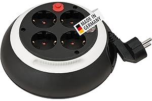‎BRENNENSTUHL Brennenstuhl Comfort Line Kabelbox CL-S 4-Fach/Mini-Kabeltrommel (3m Kabel, Made in Germany) schwarz/weiß
