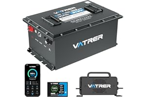 VATRER POWER 48V(51.2V) 105Ah LiFePO4 Batería Litio para Golf Cart con 200A BMS & Monitor Táctil & App Bluetooth Batería Recargable LiFePO4 4000+ Ciclos Máx. 10.24kW Carro de Golf