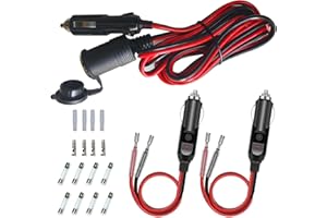 GTIWUNG 3.1M Prolunga per Accendisigari Auto, 12V/24V 16AWG Cavo Prolunga Accendisigari Auto con Spina e Presa, Universale Impermeabile+2pz Maschio Presa Accendisigari Adattatore con 15CM Cavo