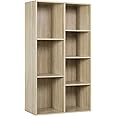 WOLTU 4-Tier Wooden Bookcase Book Display Shelves Storage Cloth Organizer Cube Shelves, 7 Cubes, Oak Rack for Office, Living Room, Bedroom, Study Room Shelves SK004hei-UK