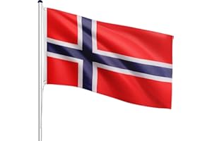 FLAGMASTER asta telescopica in alluminio 6,50 m, regolabile in altezza in 5 posizioni, 30 bandiere diverse tra cui scegliere, set completo con presa a terra