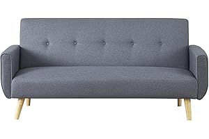 Concept-Usine - Sofá Cama Escandinavo Berlín | 3 Asientos con Reposabrazos | Estructura en Madera Maciza y Tejido 100% Poliéster | Color Gris | Ancho 183cm con Diseño Elegante | Cómodo y Resistente