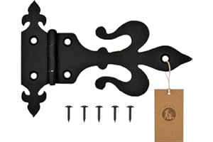 MoriaDesign Rustikal Scharniere - 2,5 x 190 x 130 mm - Schwarz - Torband Schwarz Schmiedeeisen - Scharnier für Gartentore, Holztüren, Holztore und Fensterläden, Dekorative Kreuzgehänge