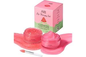 ANAI RUI ANAiRUi Coffret gommage et baume à lèvres, Masque de nuit aux céramides et à la pastèque, Gommage exfoliant pour les lèvres, Coffret soin des lèvres pour les lèvres sèches, Gercées et qui pèlent