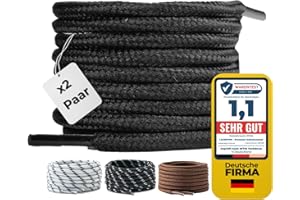 ‎LACEHYPE LaceHype 2 Paar - Premium Runde Schnürsenkel [ Ø4,5 mm ] Polyester für Arbeitsschuhe, Stiefel, Outdoorschuhe und Sportschuhe reißfeste Schuhbänder