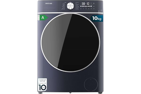 Cecotec Lave-linge Séchant 10Kg + 6Kg Chargement Frontal Bolero Wash&Dry 10680 Inverter Titanium A. 1400 tr/min, 16 Programmes, Moteur Inverter Plus, Basse Consommation, OnSmart, Joint Antibactérien