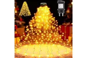 Dekofun Luci Albero di Natale 400 LED 2Mx16 Fili Mantello Luci Albero di Natalizie con Anello, 8 Modalità Luce Alberi di Natale a Cascata Impermeabile Catena Luminosa Natalizi per Interno Esterno