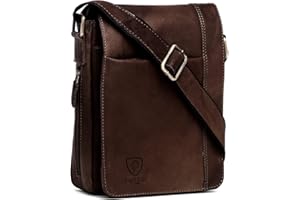 J. Wilson London 100% Pure Genuine Real Vintage Hunter Leather Handmade Mens Leather Flapover Everyday Cross Body Shoulder Work Messenger Bag