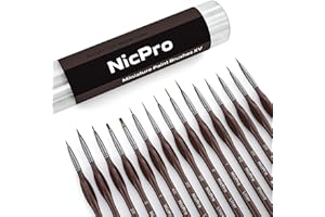 Nicpro Detail Paint Brush Set, 15 PCS Small Miniature Paint Brushes, Fine Model Painting Brushes for Acrylic Watercolour Oil & Paint by Number, Figurine, Craft - with Holder