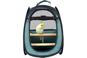 Akinerri Birds Travel Carrier, Small Bird Travel Bag, Transparent Breathable Travel Cage Bird Parrot Carrier, Include Perch and Bottom Tray