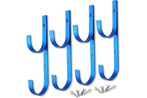 MENG ZHI AO 4 PCS SET POOL Pole Kleiderbügel Heavy Duty Aluminium blau Halter mit Schrauben Perfekte Haken für Schwimmbad, Teleskop Stöcke, Abschäumern, Netze, Pinsel, Vakuum Schlauch, Garten, Outdoor Vorräte