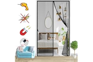 HRSMTY Mosquitera Puerta Magnetica, Adsorción Magnética Anti Mosquito Insecto Mosquitera Plegable, Corredera Cortina Magnética, para Puertas de Sala Balcón-Black-A|| 90x205cm(35x80inch)