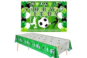PIXHOTUL Calcio Buon Compleanno Sfondo e Copritavolo Set-Football Tema Party Tovaglie Decorazioni per Bambini Decorazioni per Feste di Compleanno a Tema Calcio
