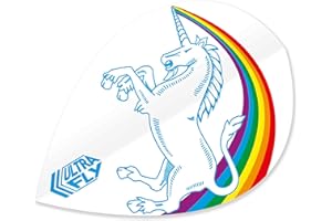 Alette per Freccette Ultrafly, Design Unicorno Arcobaleno, Ultra Resistente in Poliestere Pet da 100 Micron, Forma Plus o Xtra