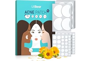 LitBear 84 Patches 5 Size Acne Patches Large, Hydrocolloid Pimple Patches for Large Breakouts, Zit and Blemish, Large Acne Patches for Face, Chin, Back and Body with Tea Tree Oil